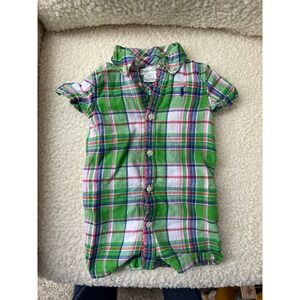 Y2K Ralph Lauren Preppy Plaid 9M Romper